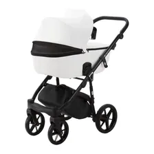 Коляска 2 в 1 Adamex Bibione Deluxe SA-1, Белая эко-кожа