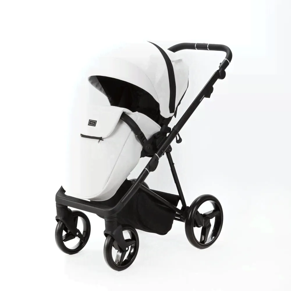 Коляска 2 в 1 Adamex Blanc Deluxe SA1 (белая кожа)-0