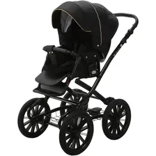 Коляска 3 в 1 Adamex Chantal Retro C1-A (черный+золотые молнии)