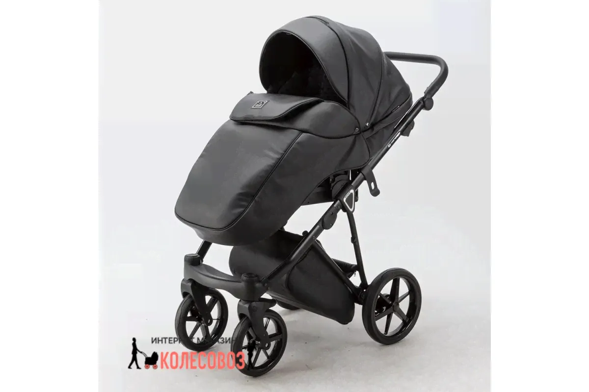 Коляска Adamex Porto Deluxe 2 в 1 PO-SA2 Черная экокожа-3